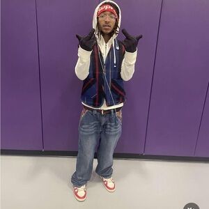 Men's Blue and Red Vest